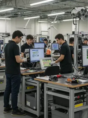 Students learning in modern vocational training centers for emerging careers.