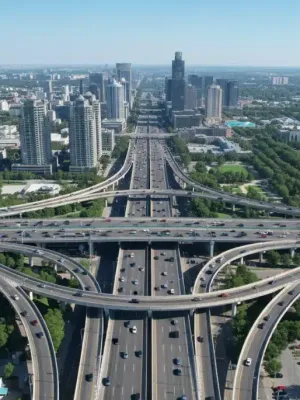Modern highway interchange symbolizing efficient national transportation