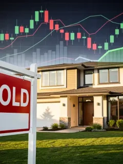 Modern family home with 'Sold' sign, reflecting the Real Estate Market Forecast 2026 and mortgage rate impacts.