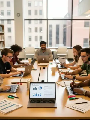 Students discussing finances in a library, representing student loan repayment changes