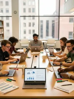 Students discussing finances in a library, representing student loan repayment changes