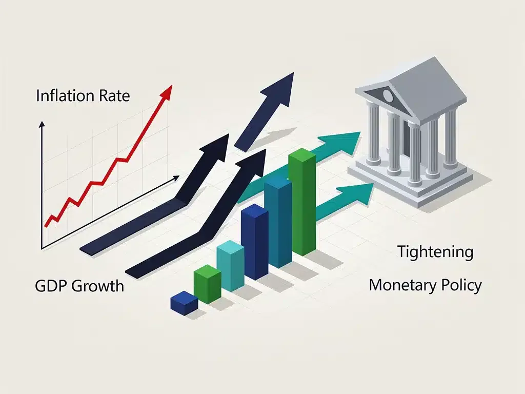 Economic indicators showing inflation and GDP growth trends