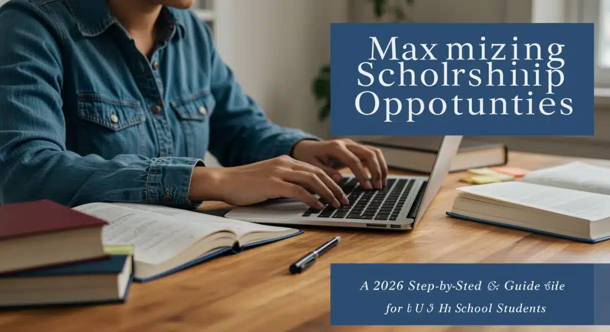 Student researching scholarship opportunities on a laptop.