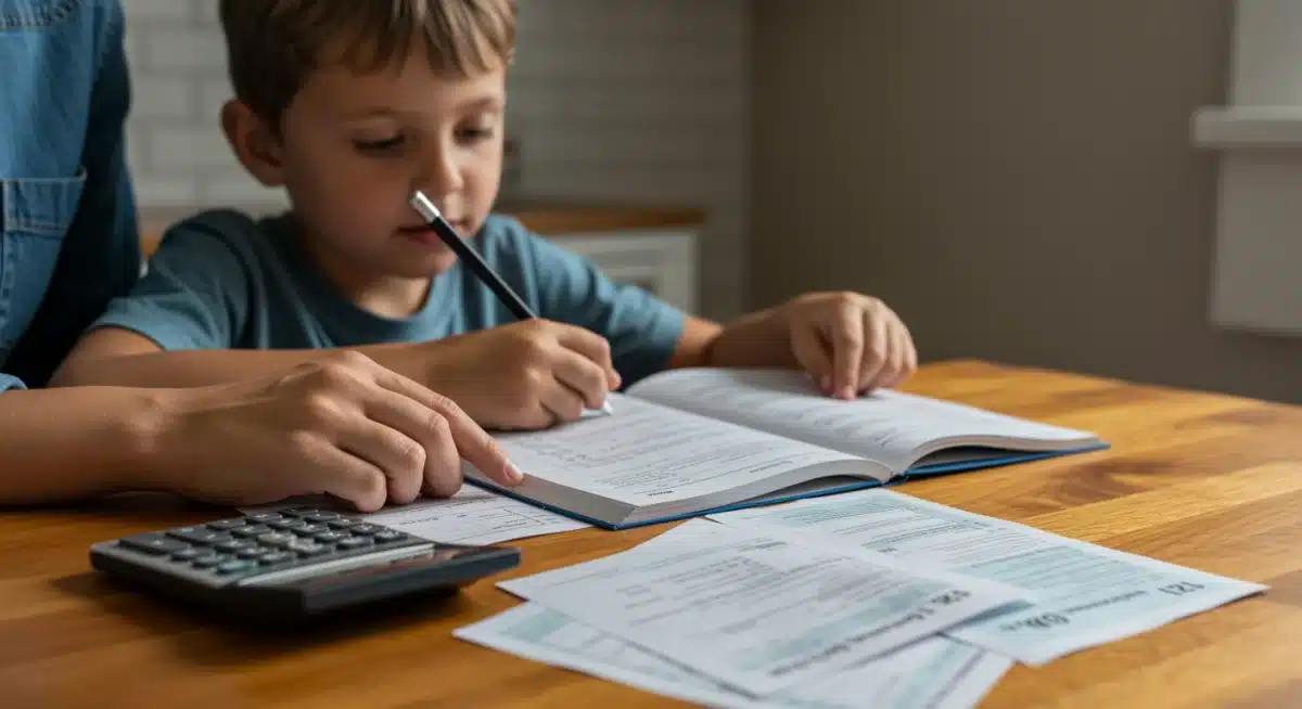 Parent and child doing homework, symbolizing family financial support