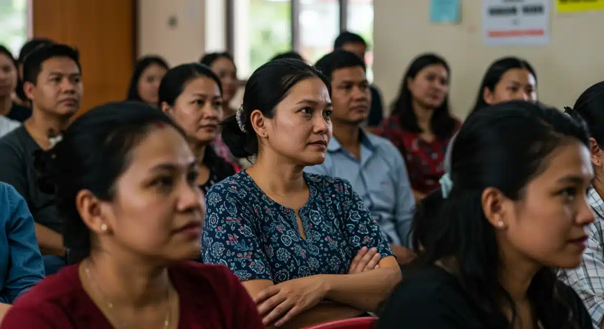 Parents and educators discussing new early childhood education policies in a community meeting