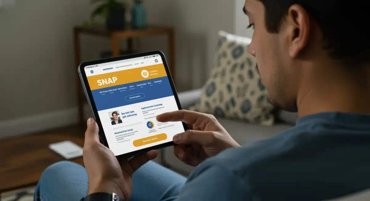 Person researching SNAP benefit updates on a digital device.