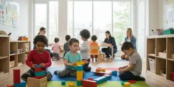Children learning in a bright early childhood education classroom, symbolizing new policy impacts