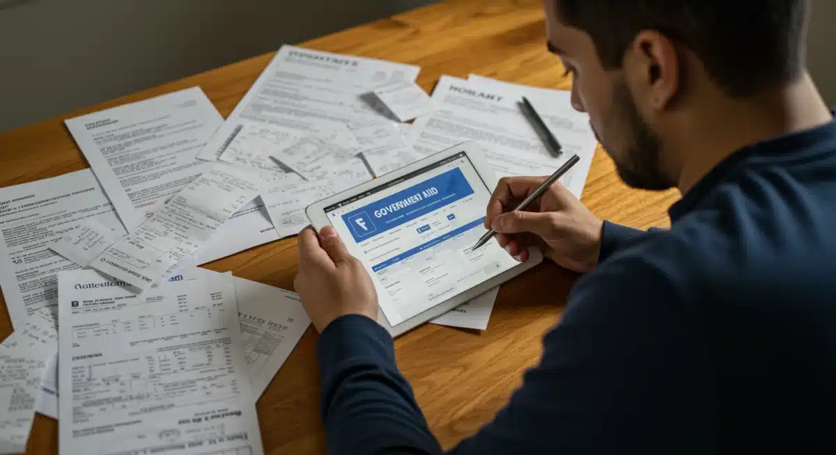 Individual completing an online application for energy assistance benefits.