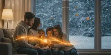 Family staying warm indoors during winter, benefiting from energy assistance.