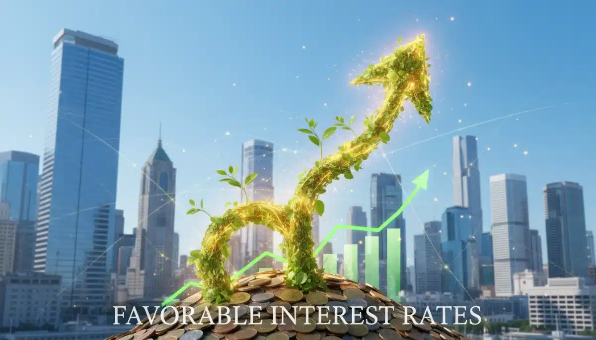 Graph showing economic growth with upward trend and cityscape