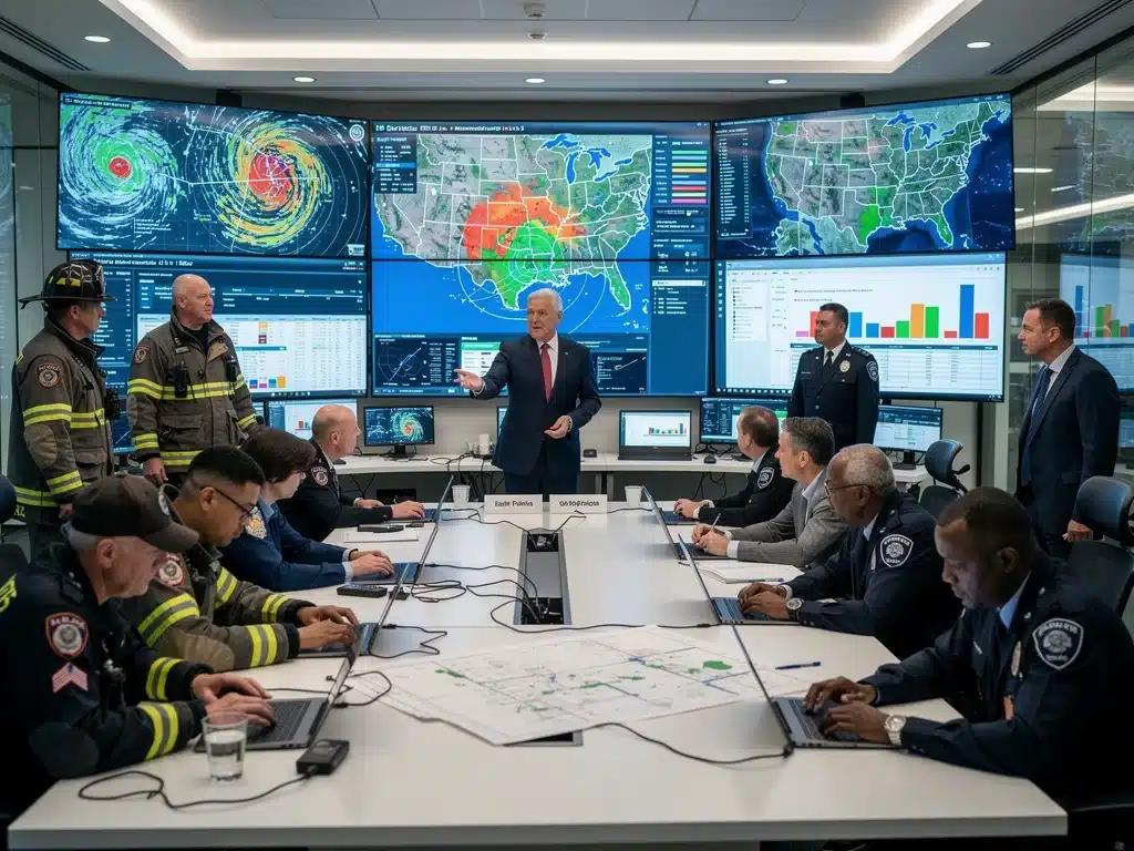 Emergency operations center coordinating federal disaster response.