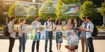 Students strategizing for the 2026 job market with digital projections